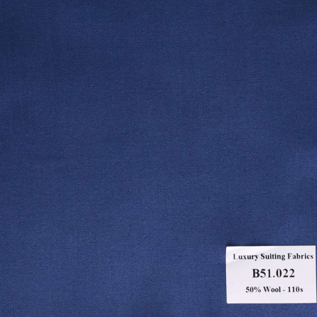 B51.022 Kevinlli V2 - Vải Suit 50% Wool - Xanh Dương Trơn